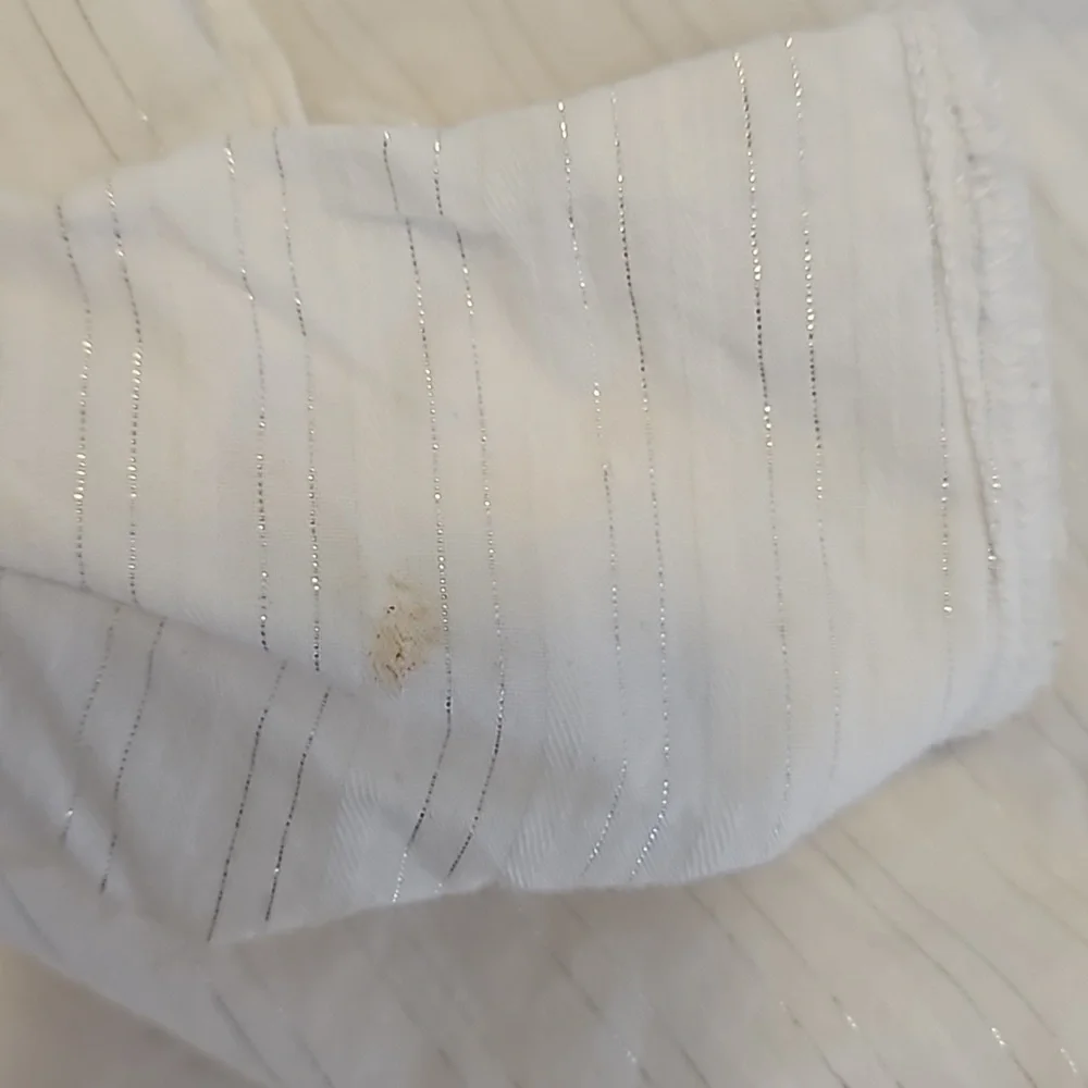 White Justice Button Down With Silver Stripes Girls Size 16